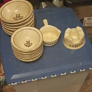 Pfaltzgraff Cream and Brown Coffee & Tea Set